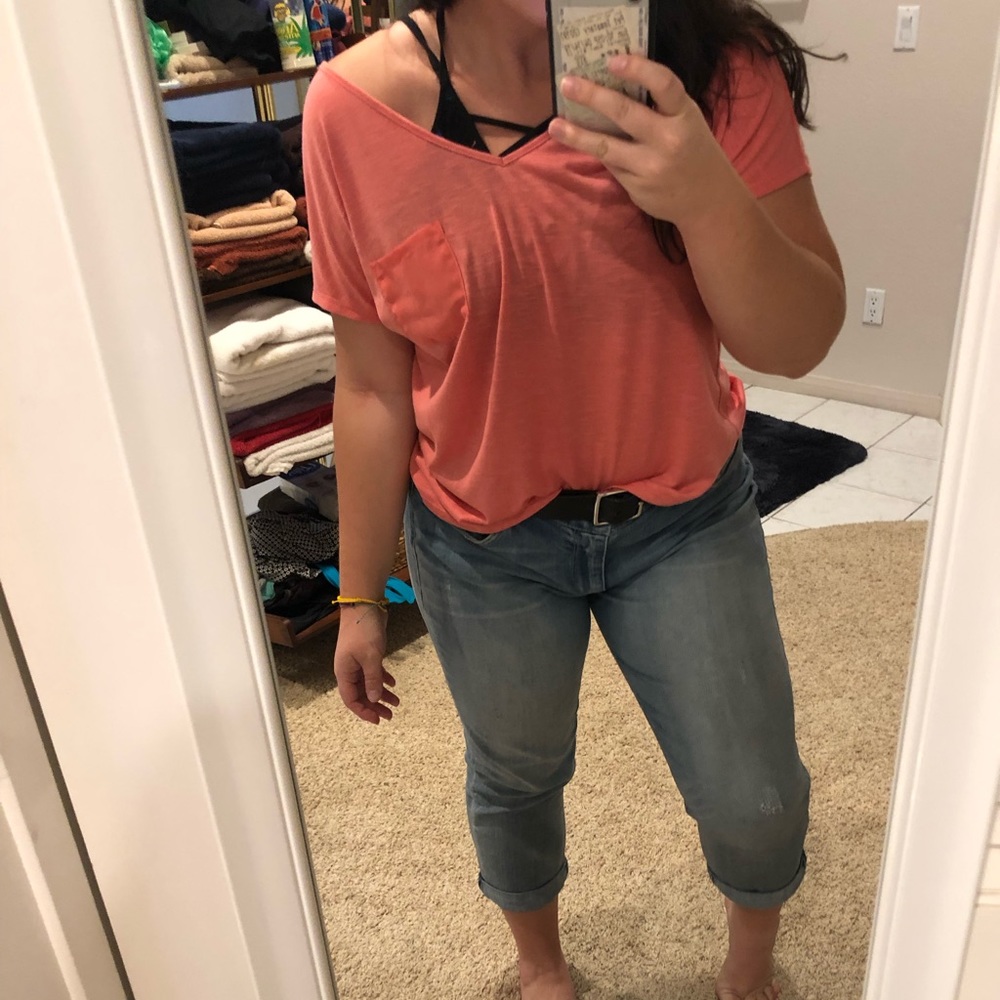 Orange flowy top
